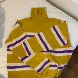 Oversized j crew striped turtleneck sweater